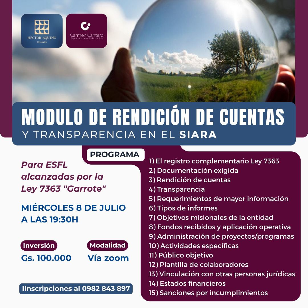 Taller Módulo de Rendición de Cuentas y Transparencia en el Siara 08/07/26