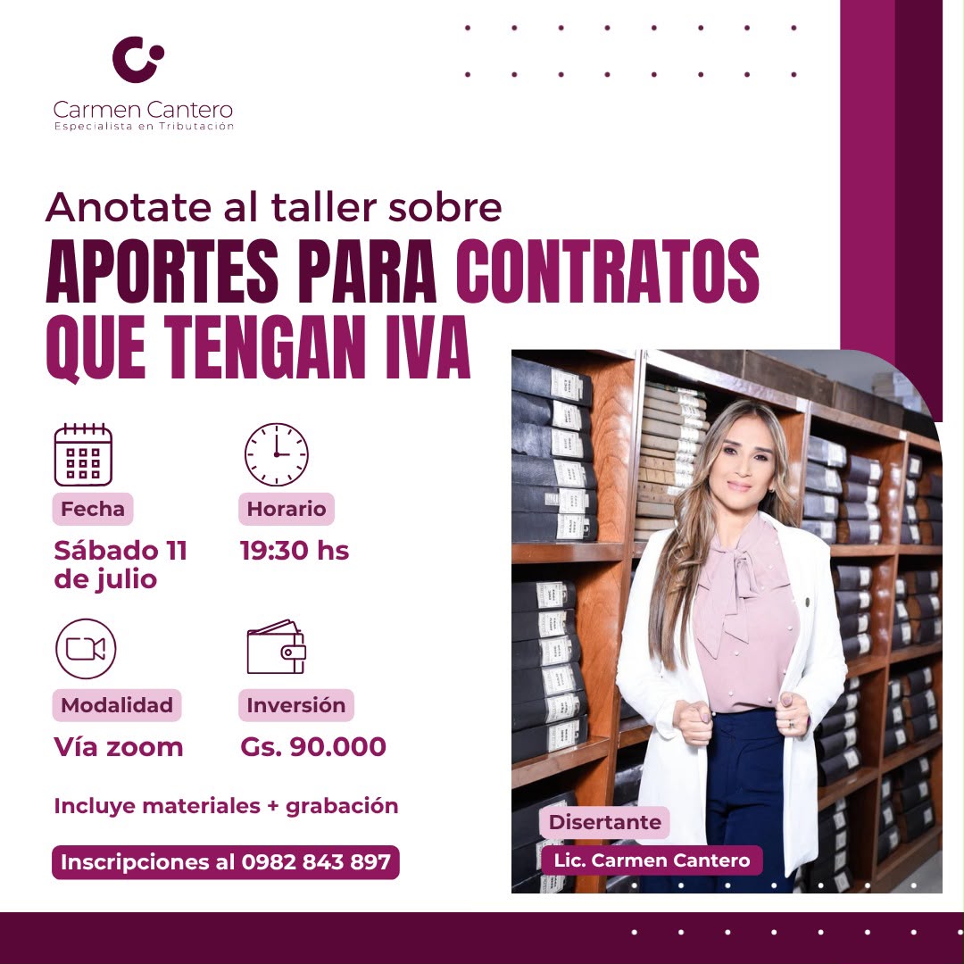 Taller de Aportes para Contratos que tengan IVA 11/07/26